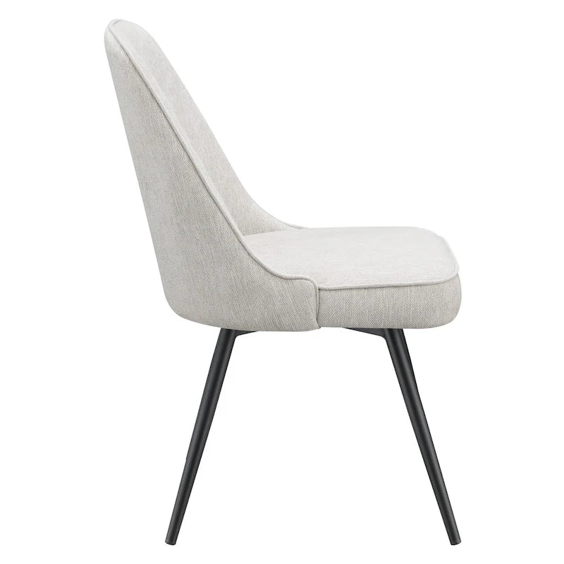 Silla lateral de comedor de tela, silla decorativa moderna con patas de metal negro