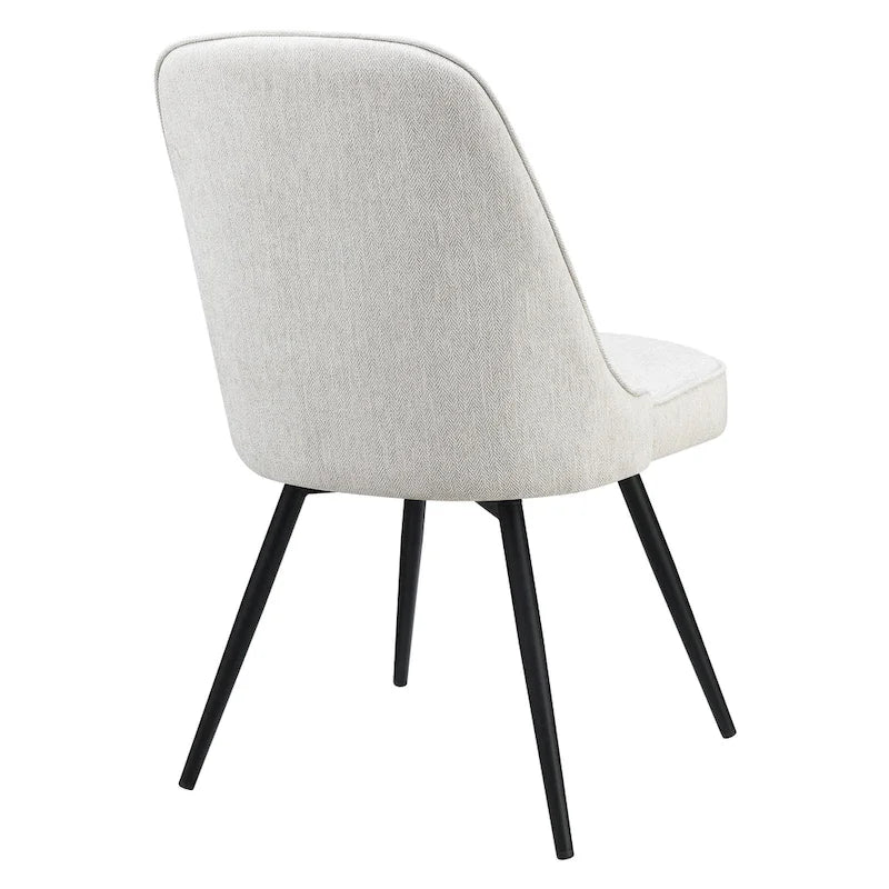 Silla lateral de comedor de tela, silla decorativa moderna con patas de metal negro