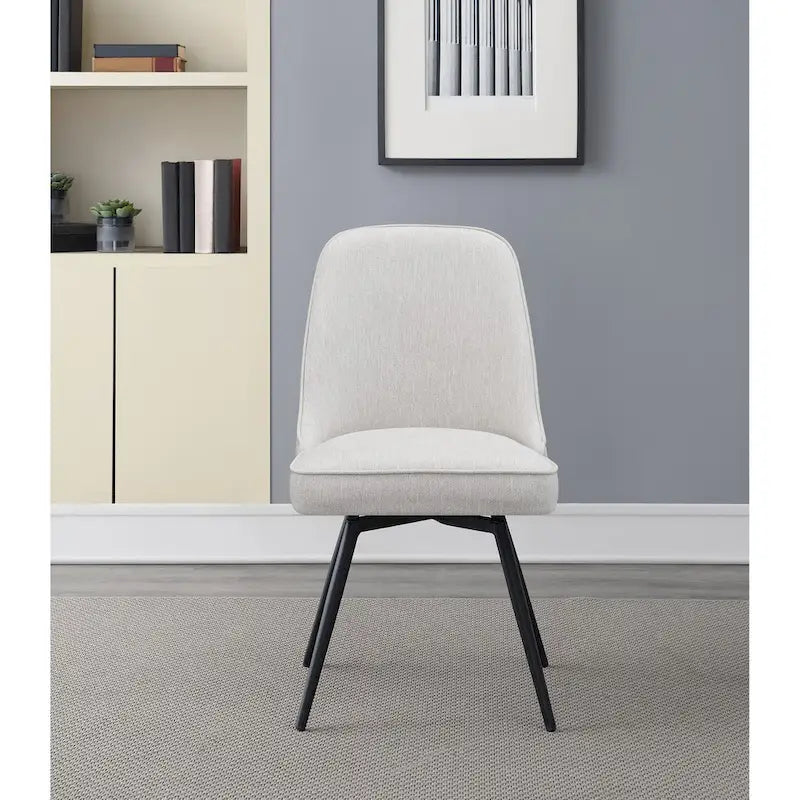 Silla lateral de comedor de tela, silla decorativa moderna con patas de metal negro