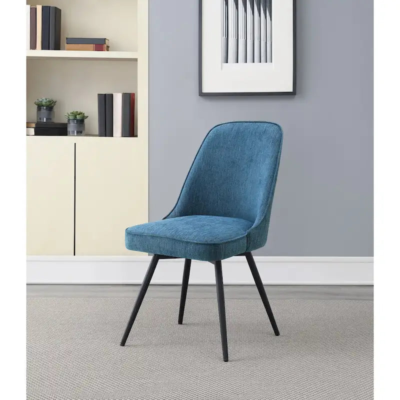 Silla lateral de comedor de tela, silla decorativa moderna con patas de metal negro
