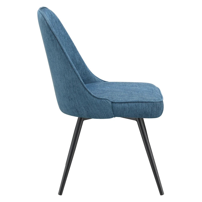 Silla lateral de comedor de tela, silla decorativa moderna con patas de metal negro