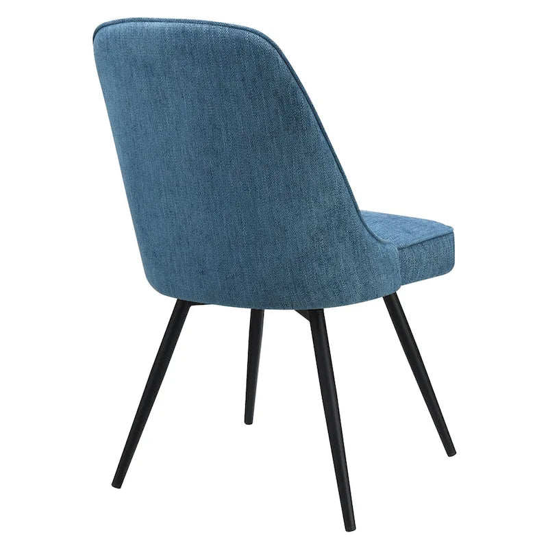 Silla lateral de comedor de tela, silla decorativa moderna con patas de metal negro