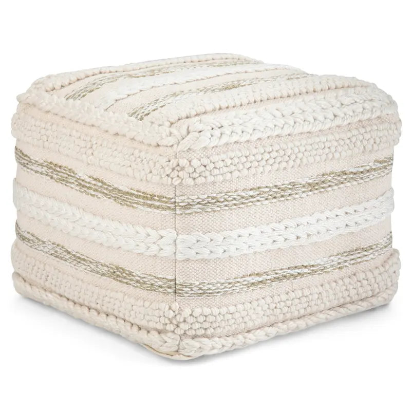 Pouf carré bohème à motif tissé sur métier à tisser