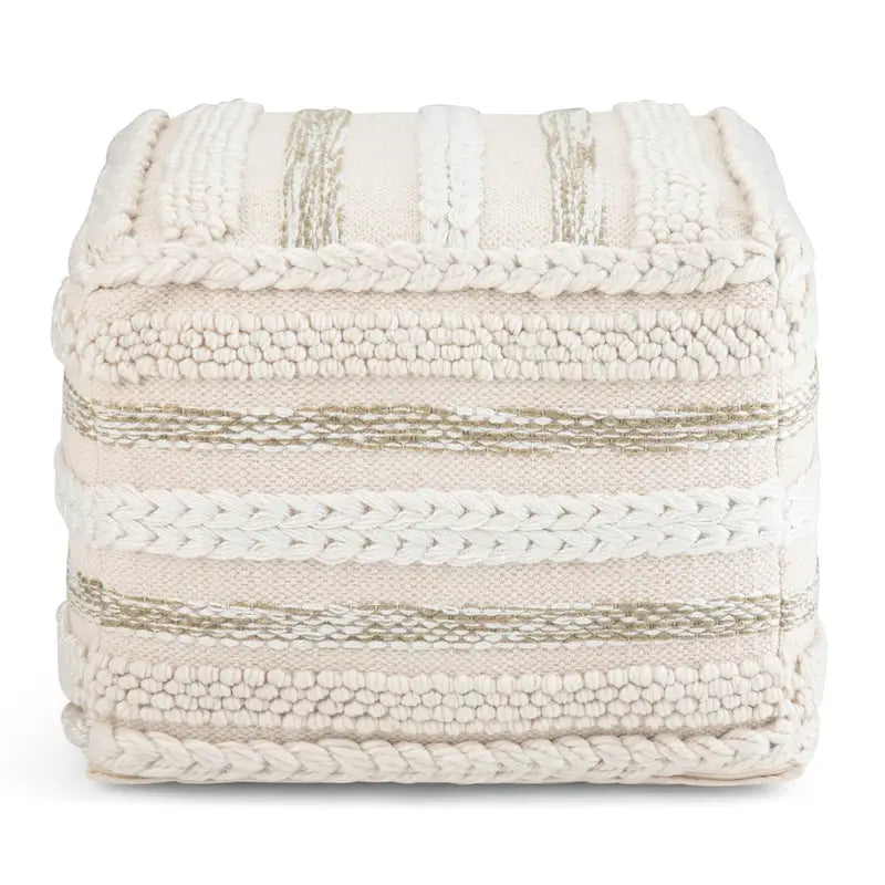 Pouf carré bohème à motif tissé sur métier à tisser