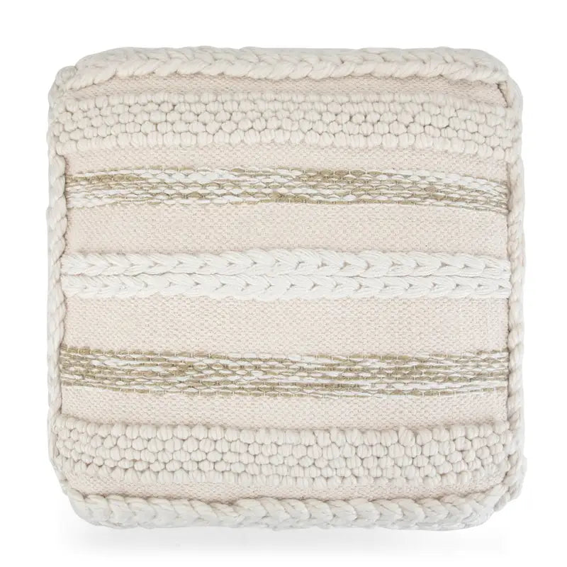 Pouf carré bohème à motif tissé sur métier à tisser