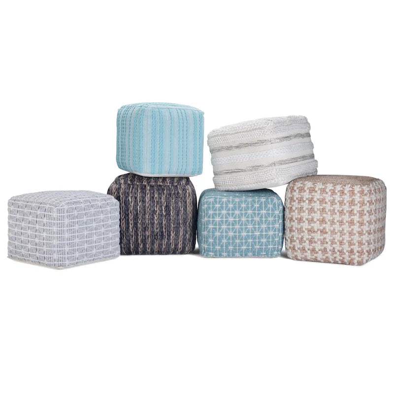 Pouf carré bohème à motif tissé sur métier à tisser