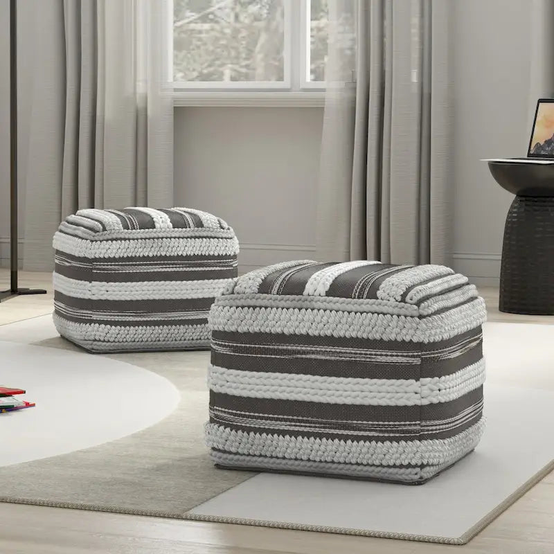 Pouf carré bohème à motif tissé sur métier à tisser