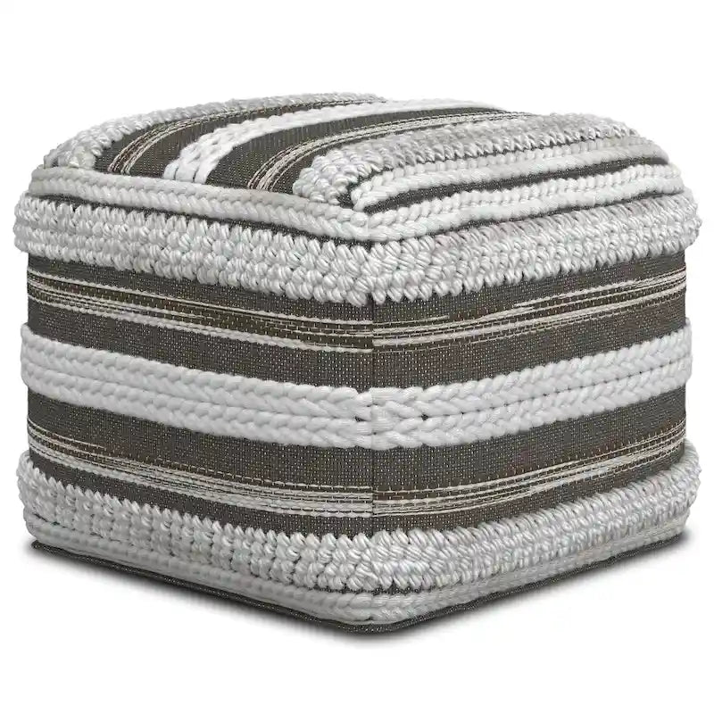 Pouf carré bohème à motif tissé sur métier à tisser