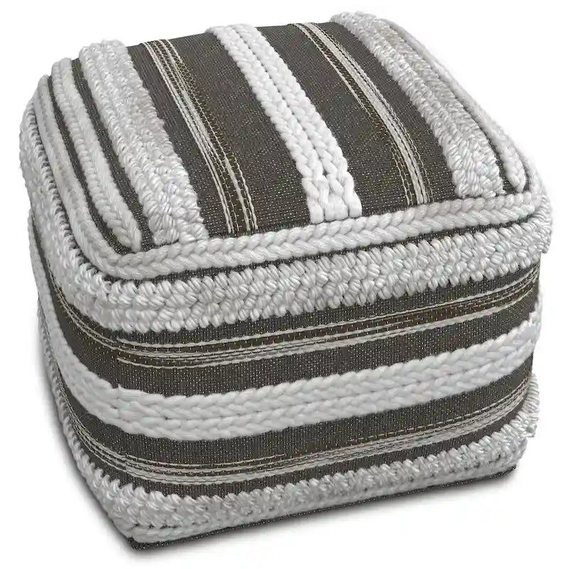 Pouf carré bohème à motif tissé sur métier à tisser