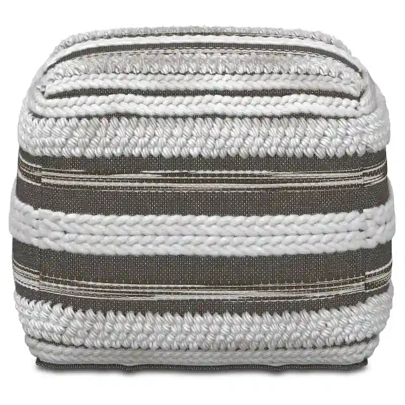 Pouf carré bohème à motif tissé sur métier à tisser