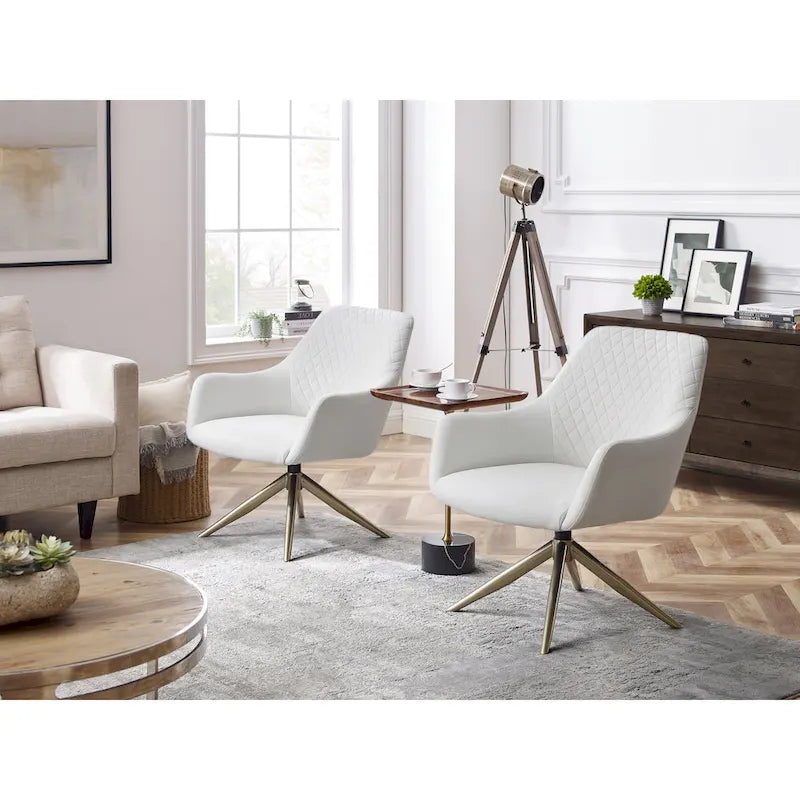 Sillón decorativo giratorio de cuero sintético con brazos