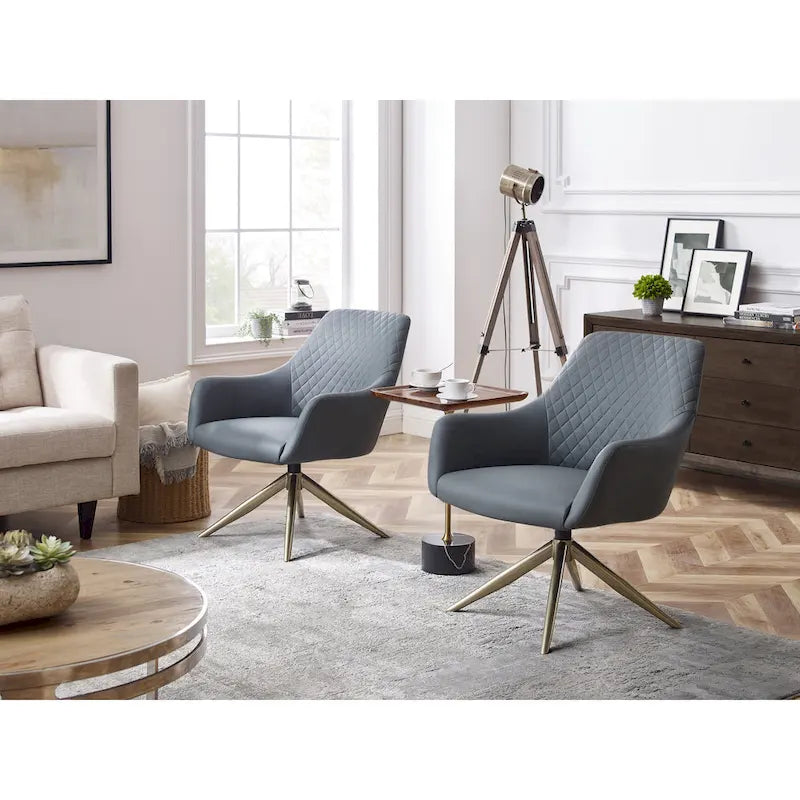 Sillón decorativo giratorio de cuero sintético con brazos