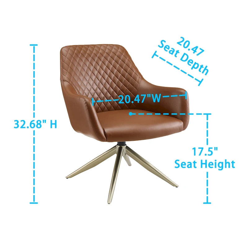 Sillón decorativo giratorio de cuero sintético con brazos