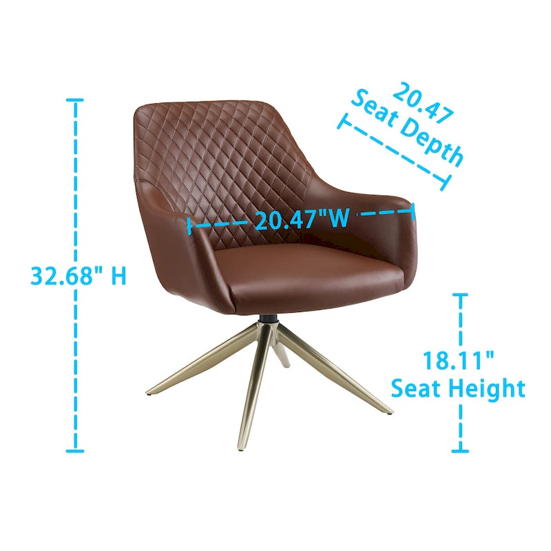 Sillón decorativo giratorio de cuero sintético con brazos