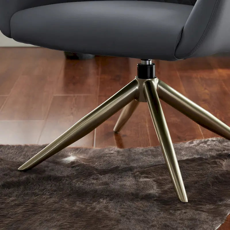 Sillón decorativo giratorio de cuero sintético con brazos