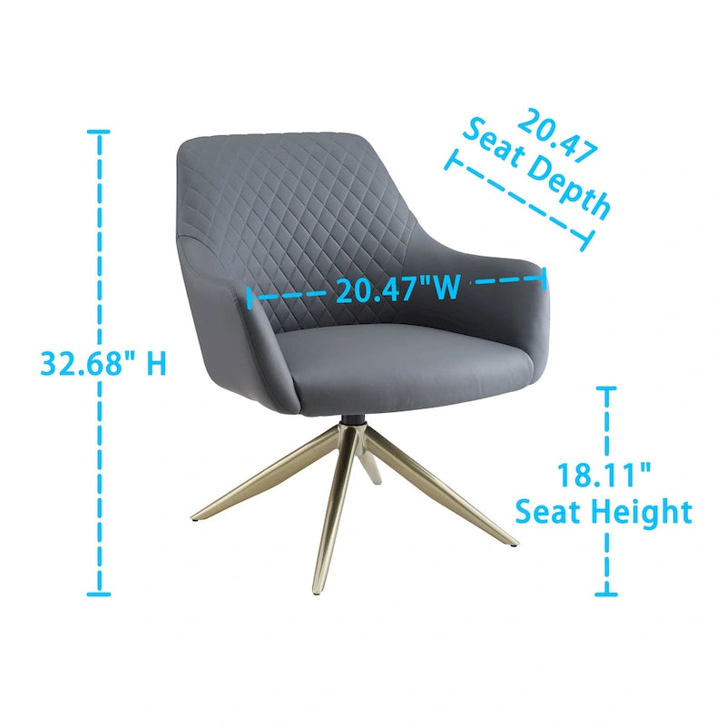 Sillón decorativo giratorio de cuero sintético con brazos