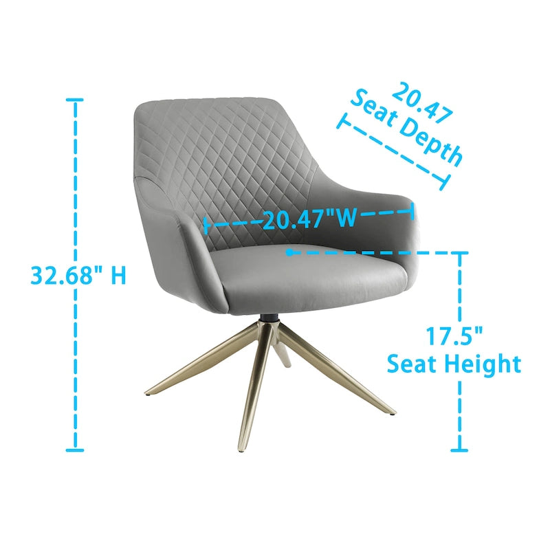 Sillón decorativo giratorio de cuero sintético con brazos