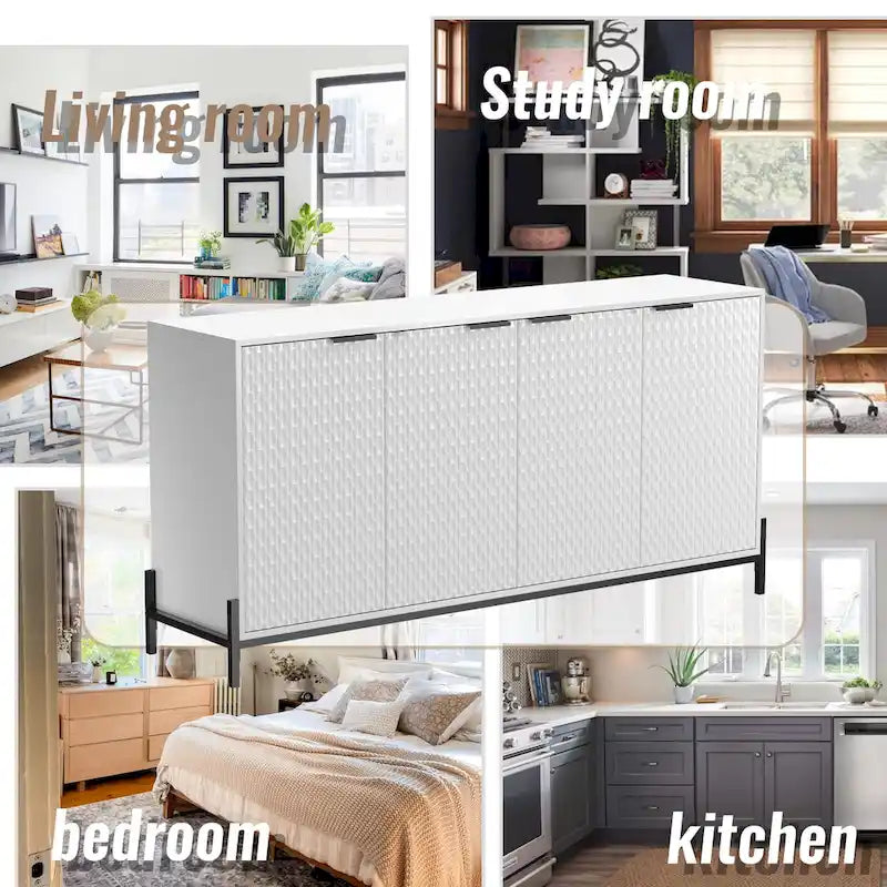Hochglänzende Akzent-Buffets und Sideboards mit 4 Türen und Stauraum