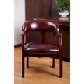 Fauteuil de conférence traditionnel en cuir, fauteuil rembourré bordeaux avec clous décoratifs