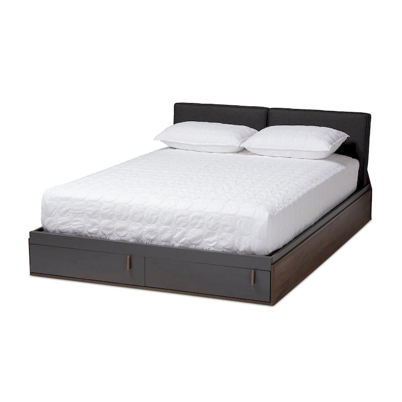 Lit plateforme contemporain grand format avec rangement