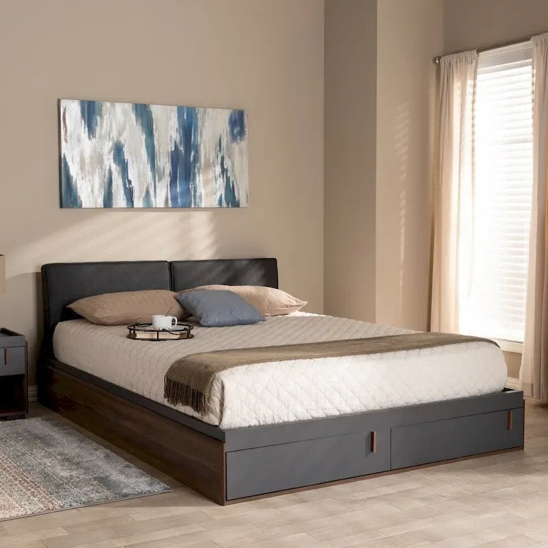 Lit plateforme contemporain grand format avec rangement