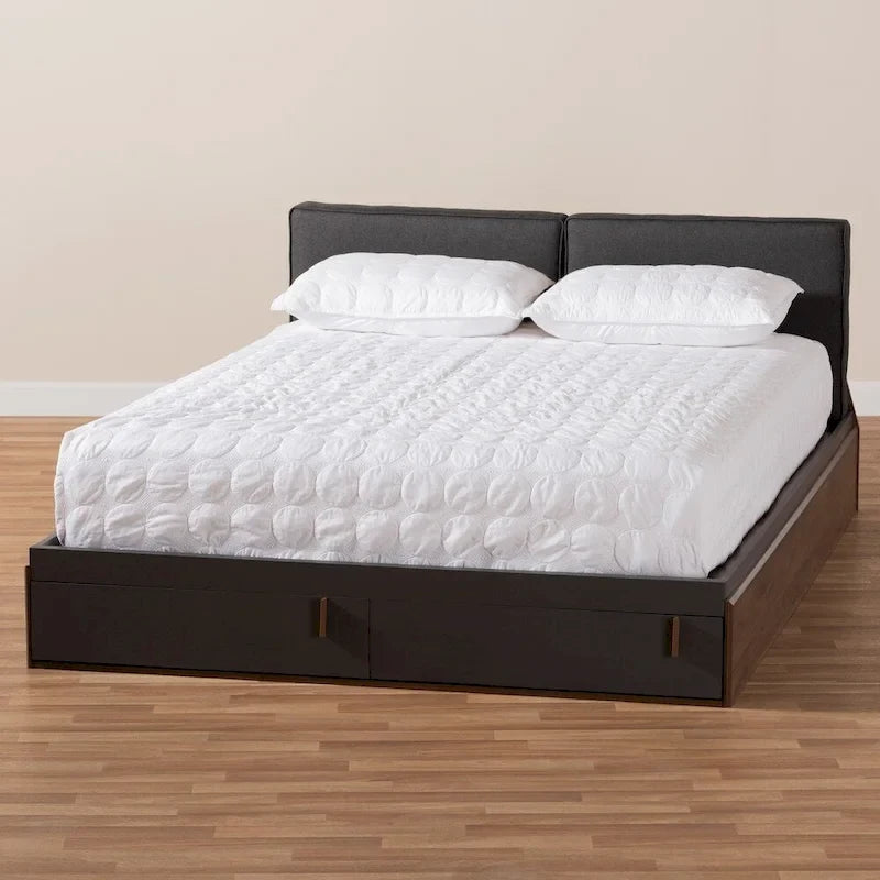 Lit plateforme contemporain grand format avec rangement