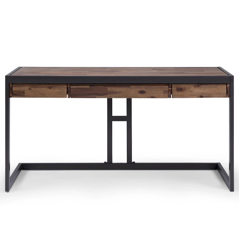 Escritorio industrial de oficina de madera maciza de acacia