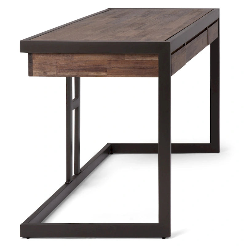 Escritorio industrial de oficina de madera maciza de acacia