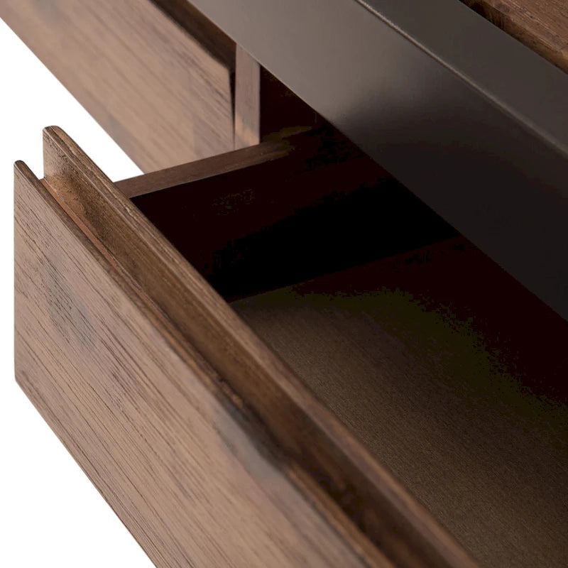 Escritorio industrial de oficina de madera maciza de acacia