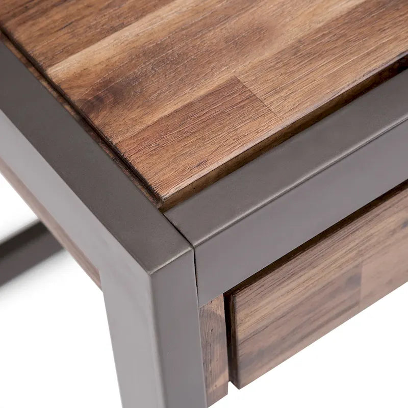 Escritorio industrial de oficina de madera maciza de acacia
