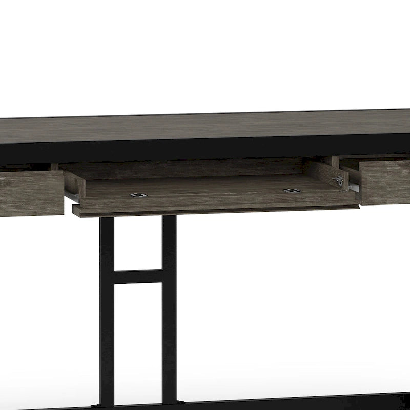 Escritorio industrial de oficina de madera maciza de acacia