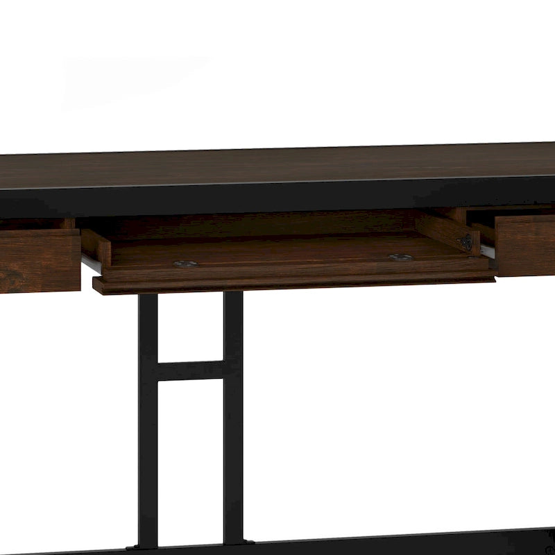 Escritorio industrial de oficina de madera maciza de acacia