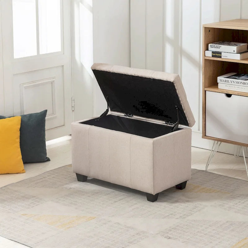 Banc de rangement en tissu avec couvercle rabattable