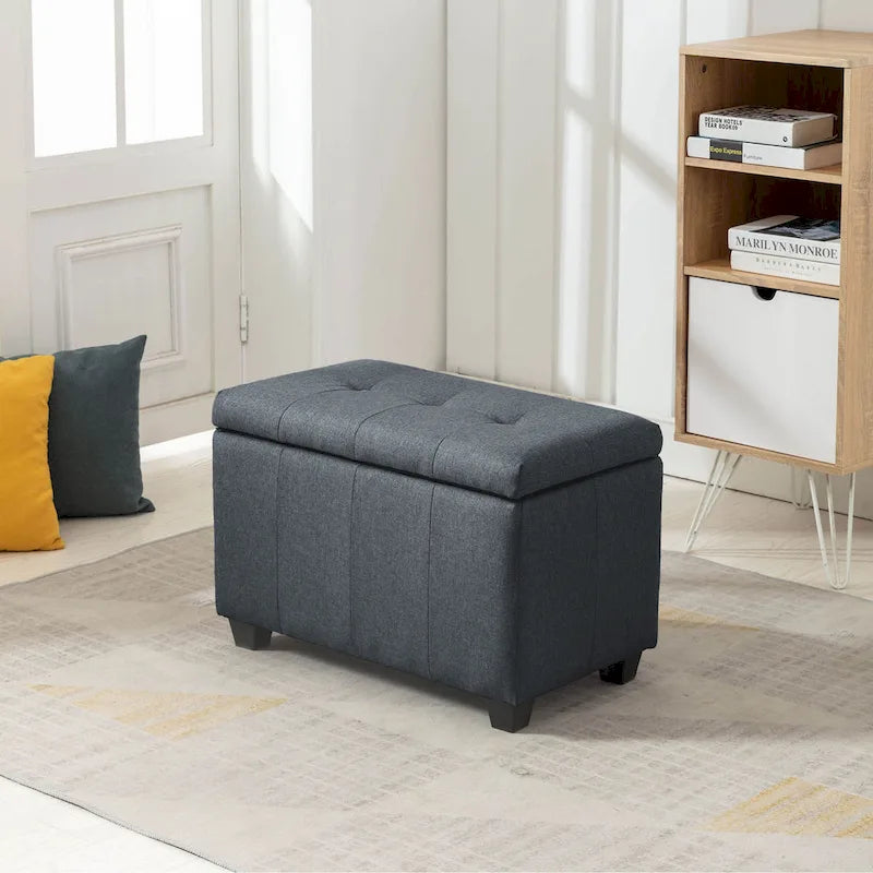 Banc de rangement en tissu avec couvercle rabattable