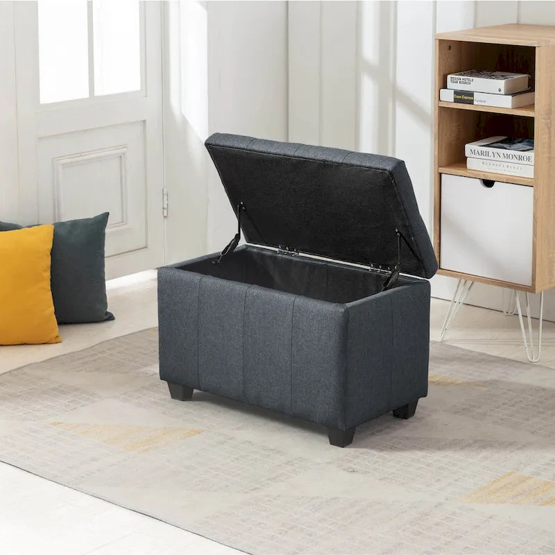 Banc de rangement en tissu avec couvercle rabattable