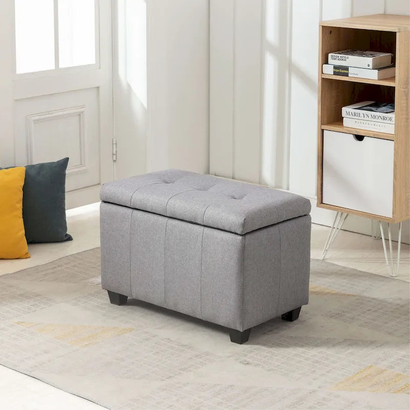 Banc de rangement en tissu avec couvercle rabattable