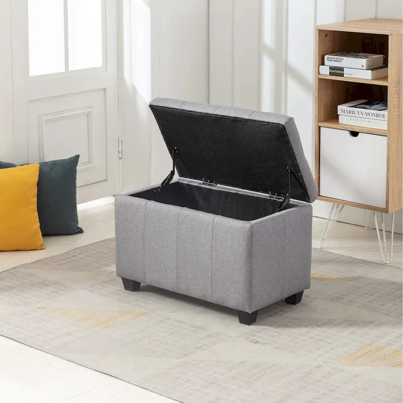 Banc de rangement en tissu avec couvercle rabattable