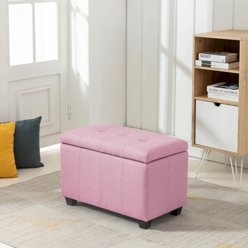 Banc de rangement en tissu avec couvercle rabattable