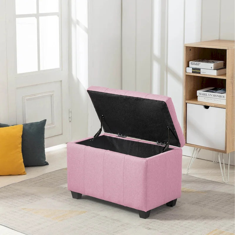Banc de rangement en tissu avec couvercle rabattable