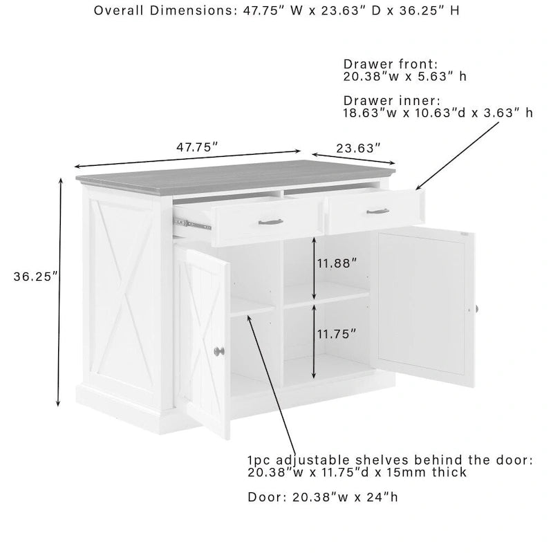 Îlot de cuisine - 23.63d x 47.75w x 36.25h