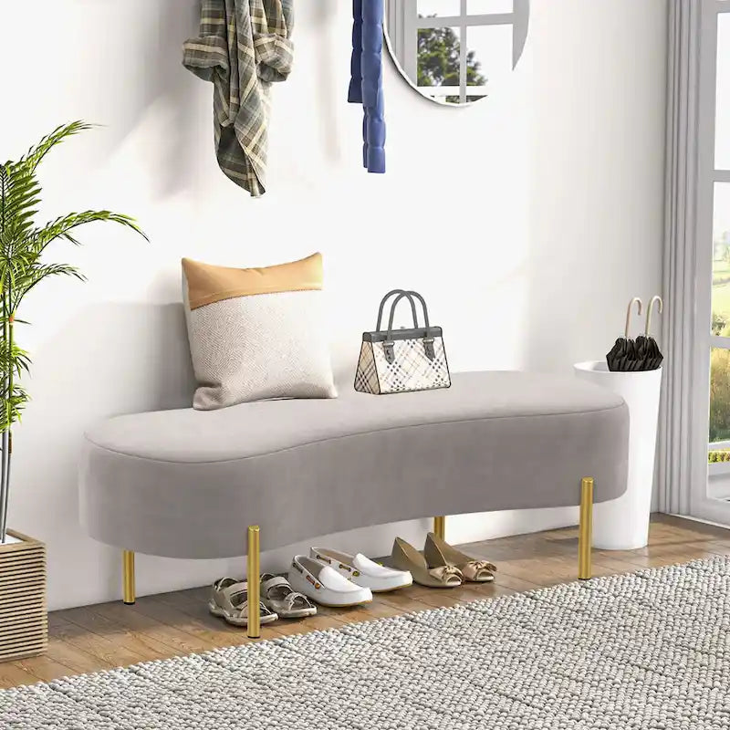 Polsterbank, gepolsterte Bettbank, Eingangsbank mit goldenen Metallbeinen fürs Wohnzimmer - 45.7*15.4