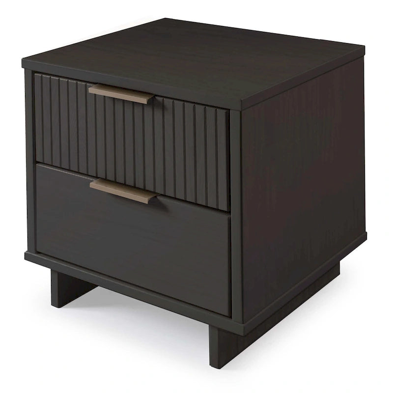 Ensemble de 2 tables de chevet Comfort Granville de style mi-siècle, en bois massif, avec 2 tiroirs