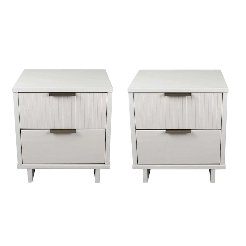 Ensemble de 2 tables de chevet Comfort Granville de style mi-siècle, en bois massif, avec 2 tiroirs