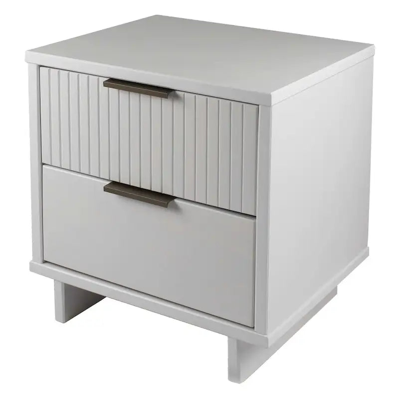 Ensemble de 2 tables de chevet Comfort Granville de style mi-siècle, en bois massif, avec 2 tiroirs