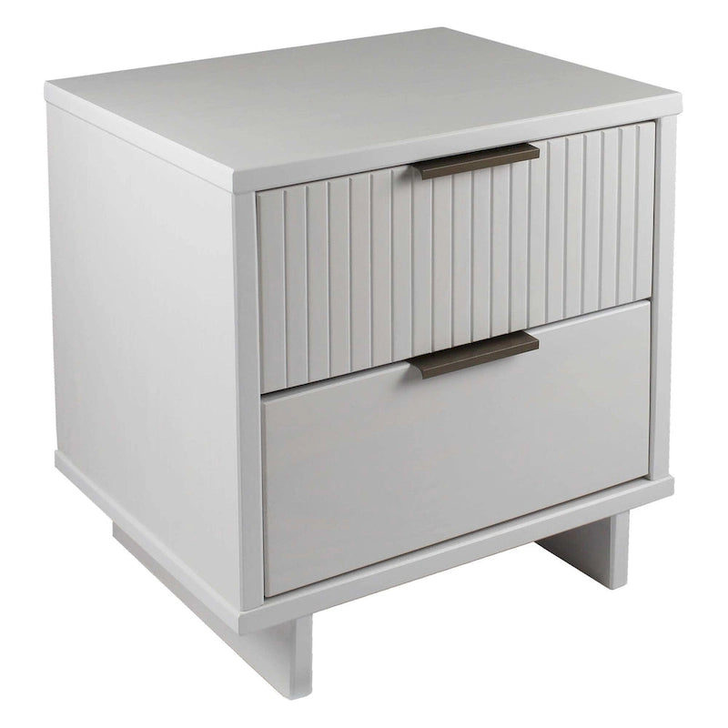 Ensemble de 2 tables de chevet Comfort Granville de style mi-siècle, en bois massif, avec 2 tiroirs