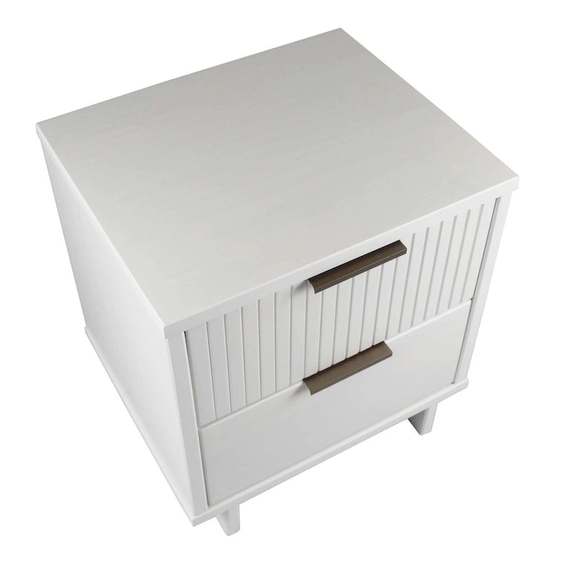 Ensemble de 2 tables de chevet Comfort Granville de style mi-siècle, en bois massif, avec 2 tiroirs