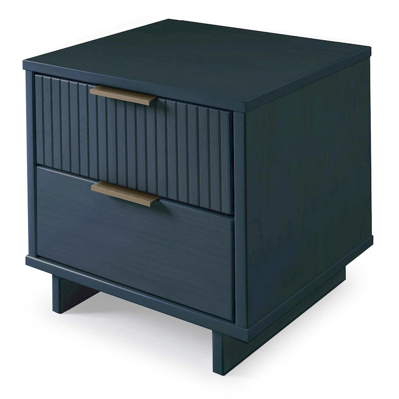 Ensemble de 2 tables de chevet Comfort Granville de style mi-siècle, en bois massif, avec 2 tiroirs