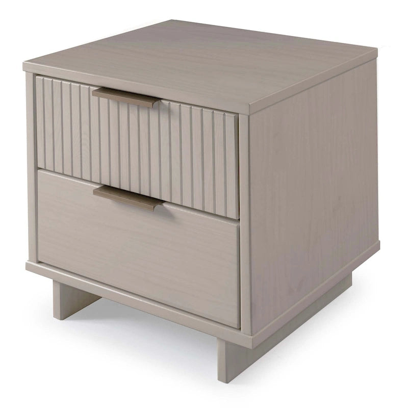 Ensemble de 2 tables de chevet Comfort Granville de style mi-siècle, en bois massif, avec 2 tiroirs