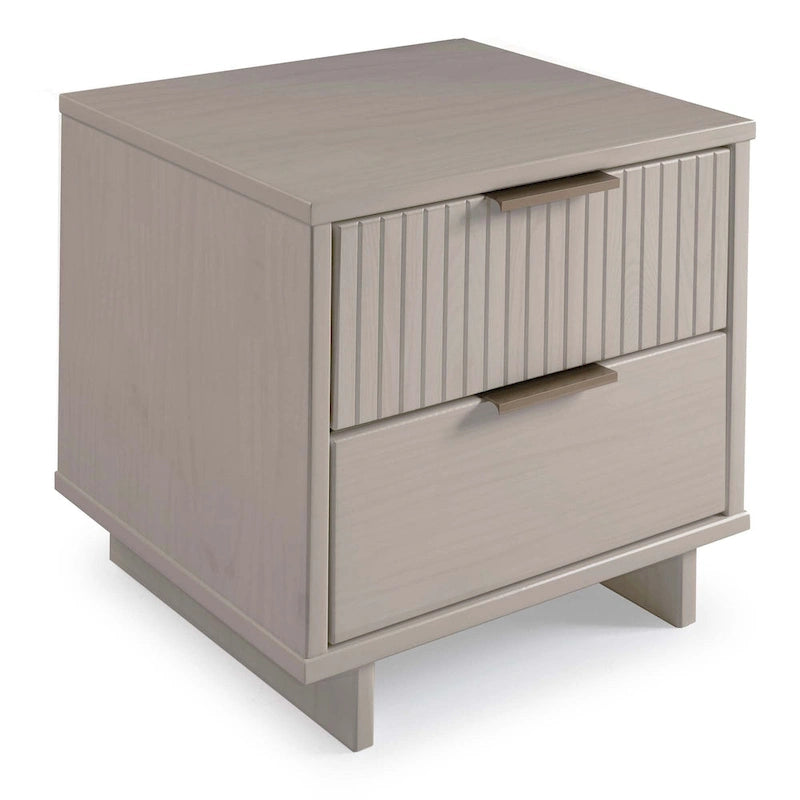 Ensemble de 2 tables de chevet Comfort Granville de style mi-siècle, en bois massif, avec 2 tiroirs