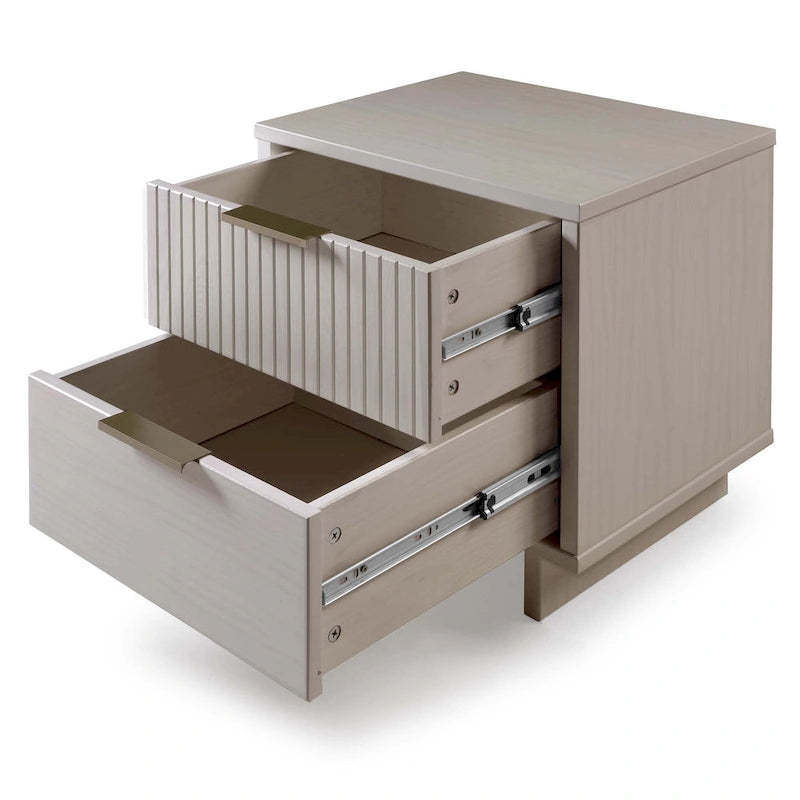 Ensemble de 2 tables de chevet Comfort Granville de style mi-siècle, en bois massif, avec 2 tiroirs